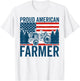 Proud American Farmer Tractor USA Flag Patriotic Farming T-Shirt - T-Shirt | White