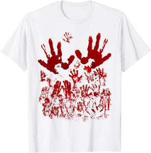 Blood Splatter Shirt Bloody Shirt Handprint Horror Zombie T-Shirt - T-Shirt | White