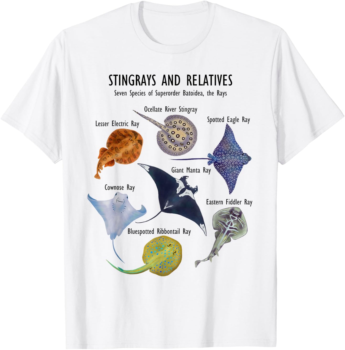Stingray Species: Manta Ray, River Stingray, and More T-Shirt - T-Shirt | White
