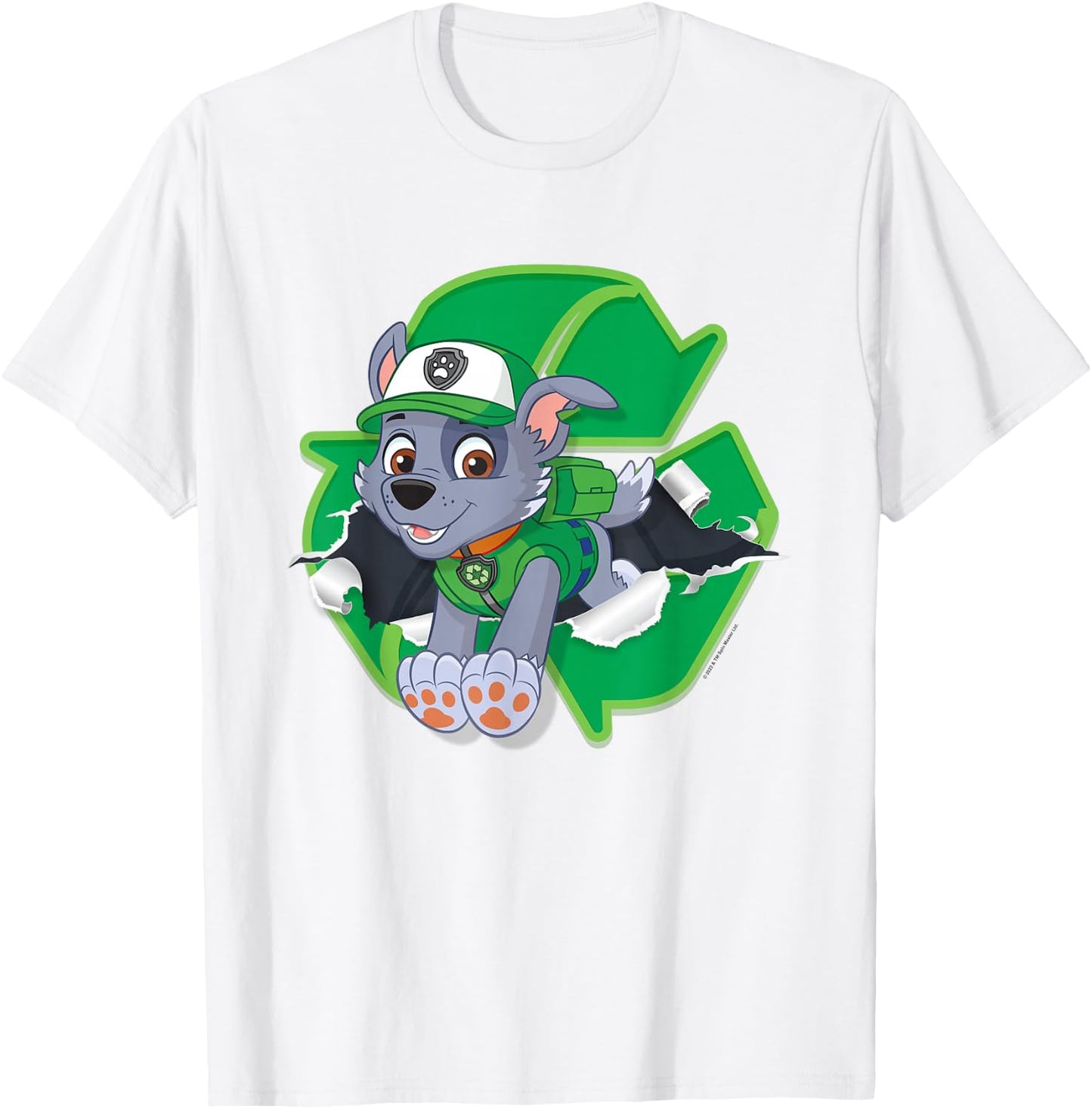 Paw Patrol Rocky Torn Badge T-Shirt - T-Shirt | White