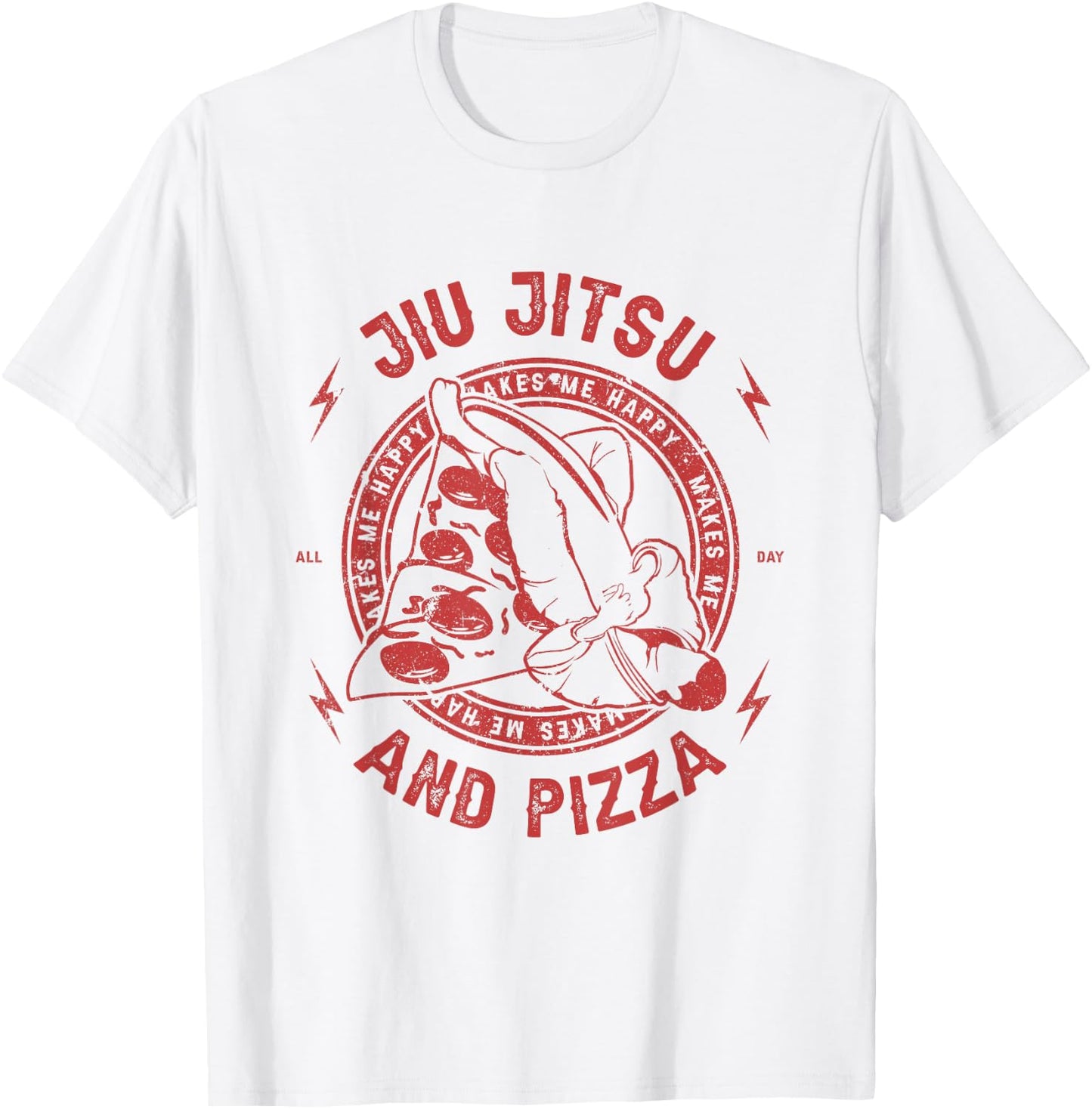 Jiu Jitsu And Pizza Funny Jujitsu BJJ and Mixed Martial Arts T-Shirt - T-Shirt | White