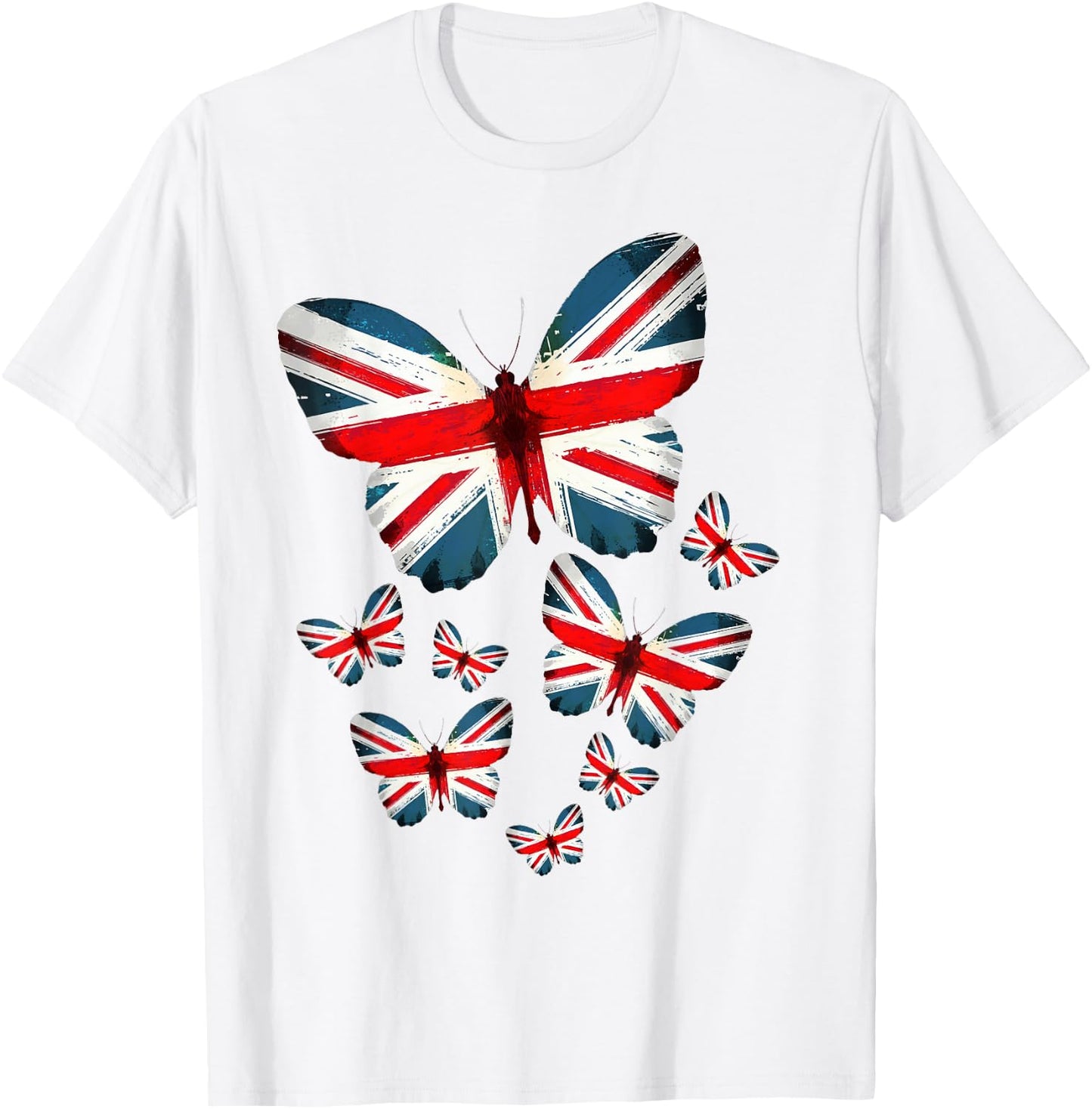 Union Jack Flag Butterfly For Kids & UK British Expats T-Shirt - T-Shirt | White