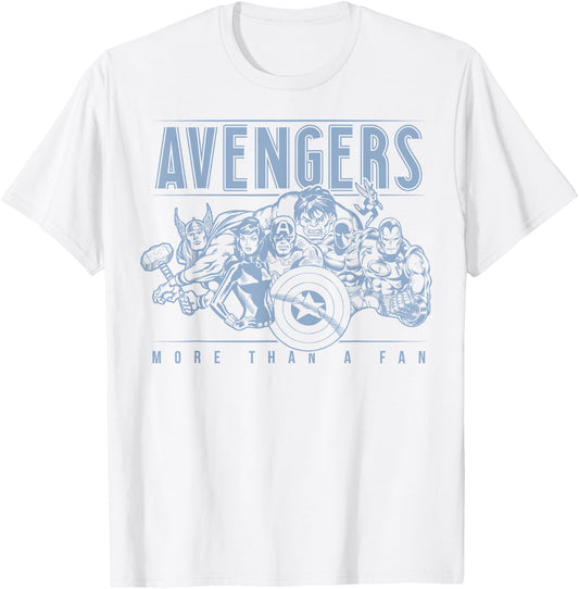 Marvel Avengers More Than A Fan Vintage Outline Small T-Shirt - T-Shirt | White