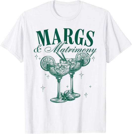 Margs and Matrimony Bachelorette Party Margarita Drink Team T-Shirt - T-Shirt | White