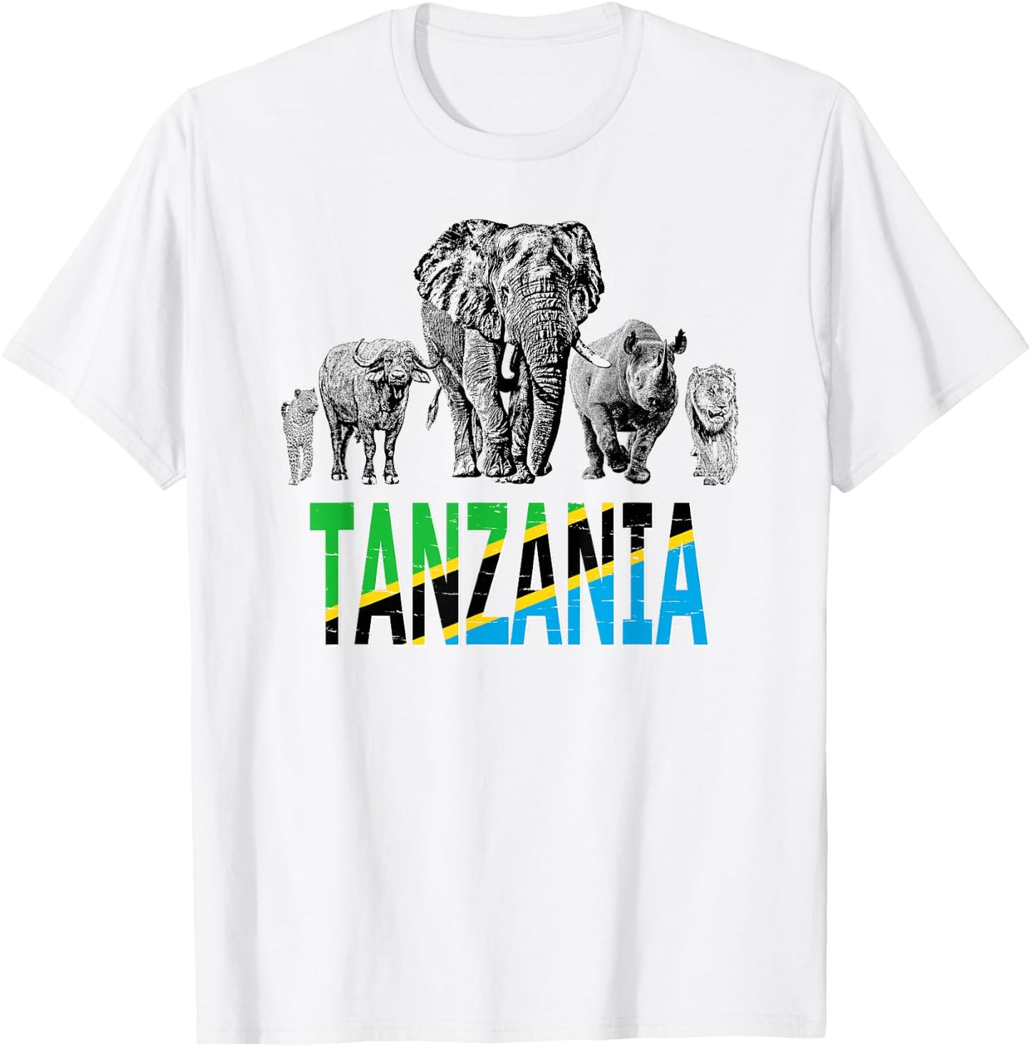 Africa's Big Five Tanzania Wildlife for Tanzania Fans T-Shirt - T-Shirt | White