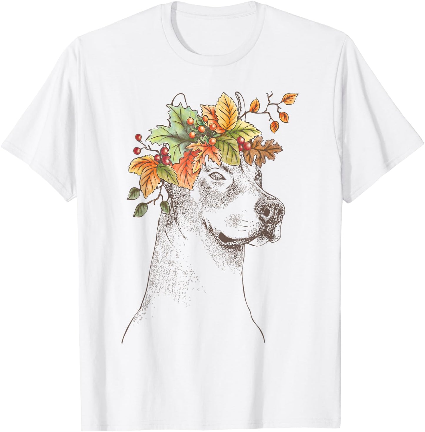 Outline with leaves and branches | American Pitbull Terrier T-Shirt - T-Shirt | White