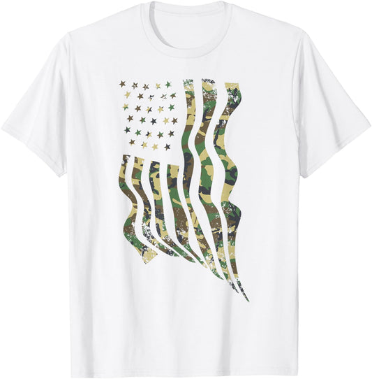 USA Camouflage Flag Shirt | Classic Army Print Gift T-Shirt - T-Shirt | White
