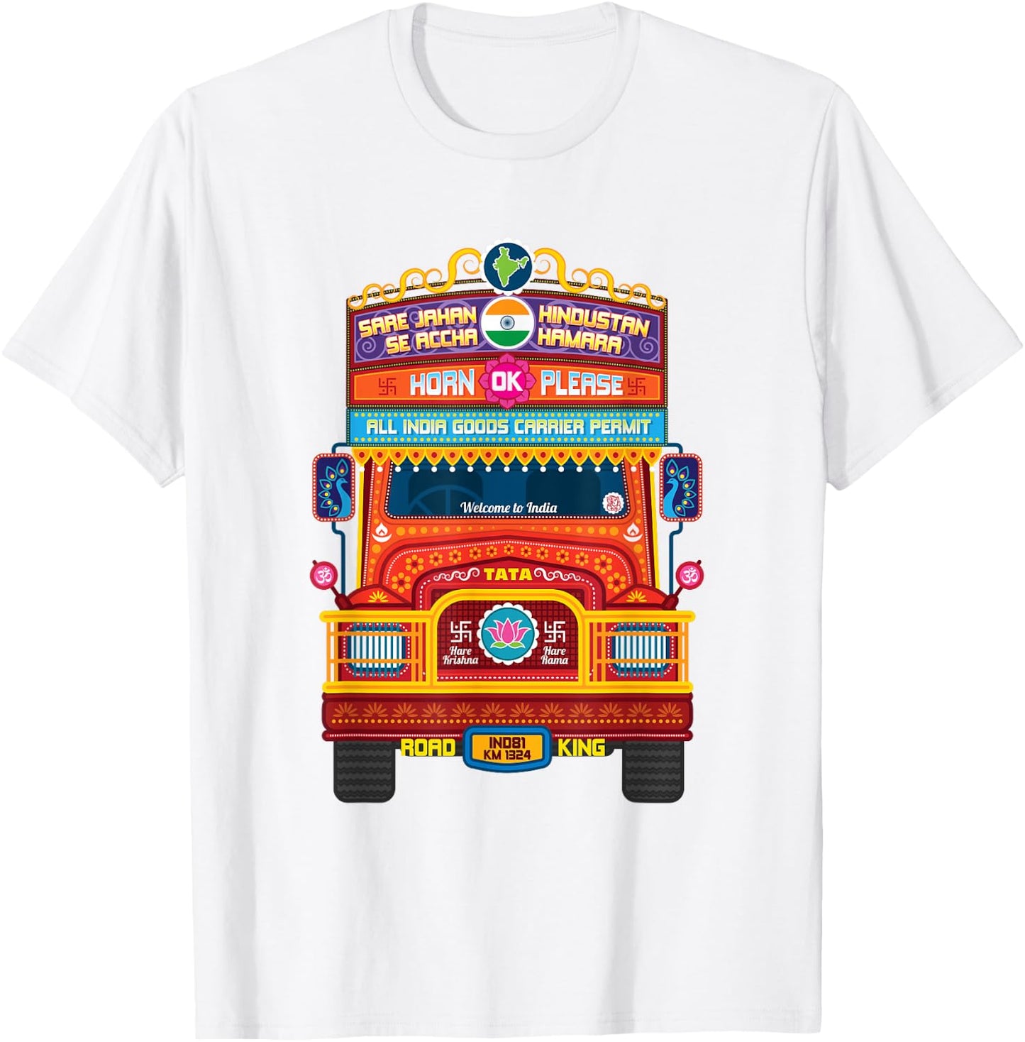 Traditional Indian Truck, South Asian, Horn Ok Please T-Shirt - T-Shirt | White