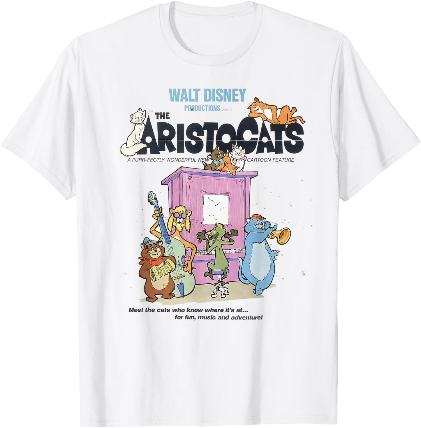 Disney The Aristocats Cats Playing Piano Small T-Shirt - T-Shirt | White