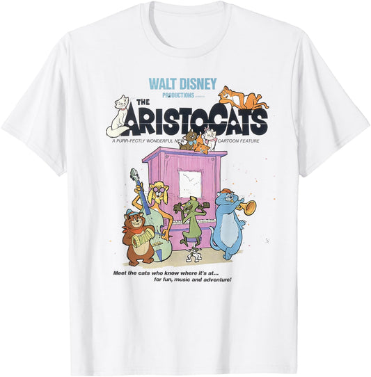 Disney The Aristocats Cats Playing Piano Small T-Shirt - T-Shirt | White