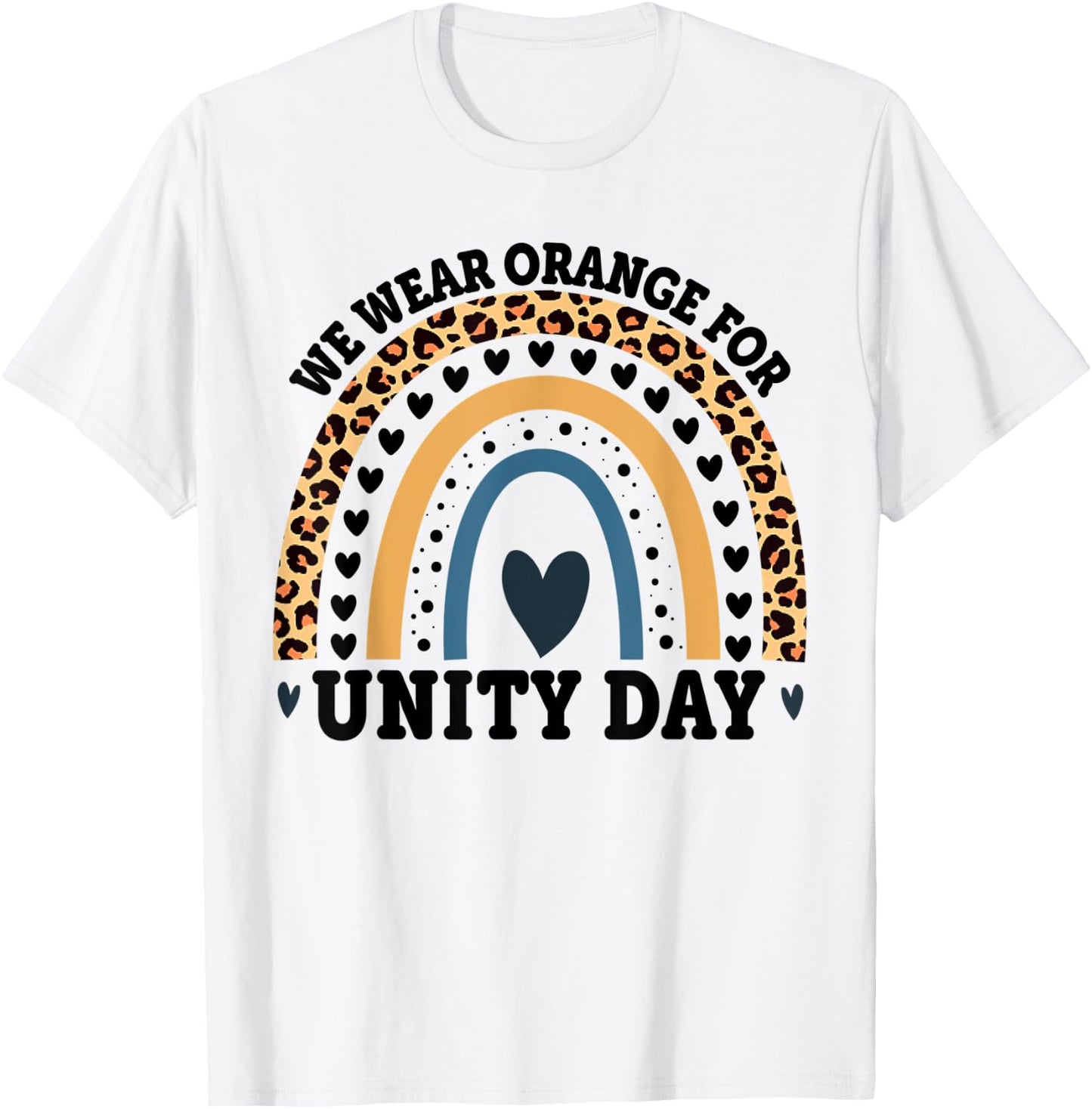 We Wear Orange For Unity Day Boho Rainbow Leopard T-Shirt - T-Shirt | White