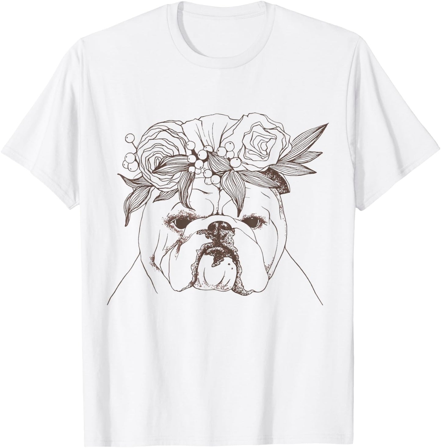 Flower Bouquet English British Bulldog Women Girls Kids T-Shirt - T-Shirt | White