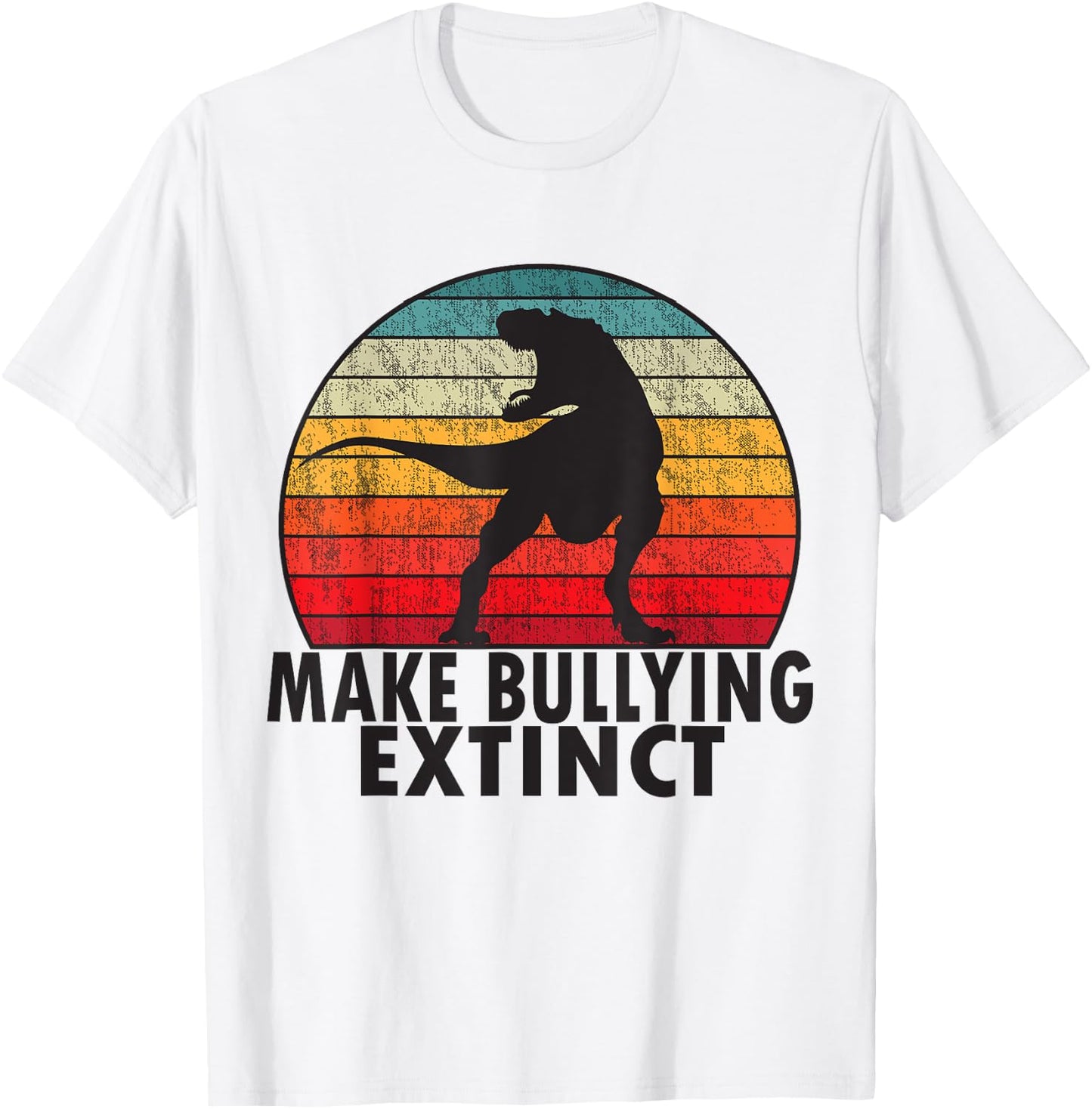 Make Bullying Extinct We Wear Orange For Unity Day Dinosaur T-Shirt - T-Shirt | White