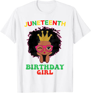 Happy Juneteenth My Independence Afro Black Birthday Girl T-Shirt - T-Shirt | White