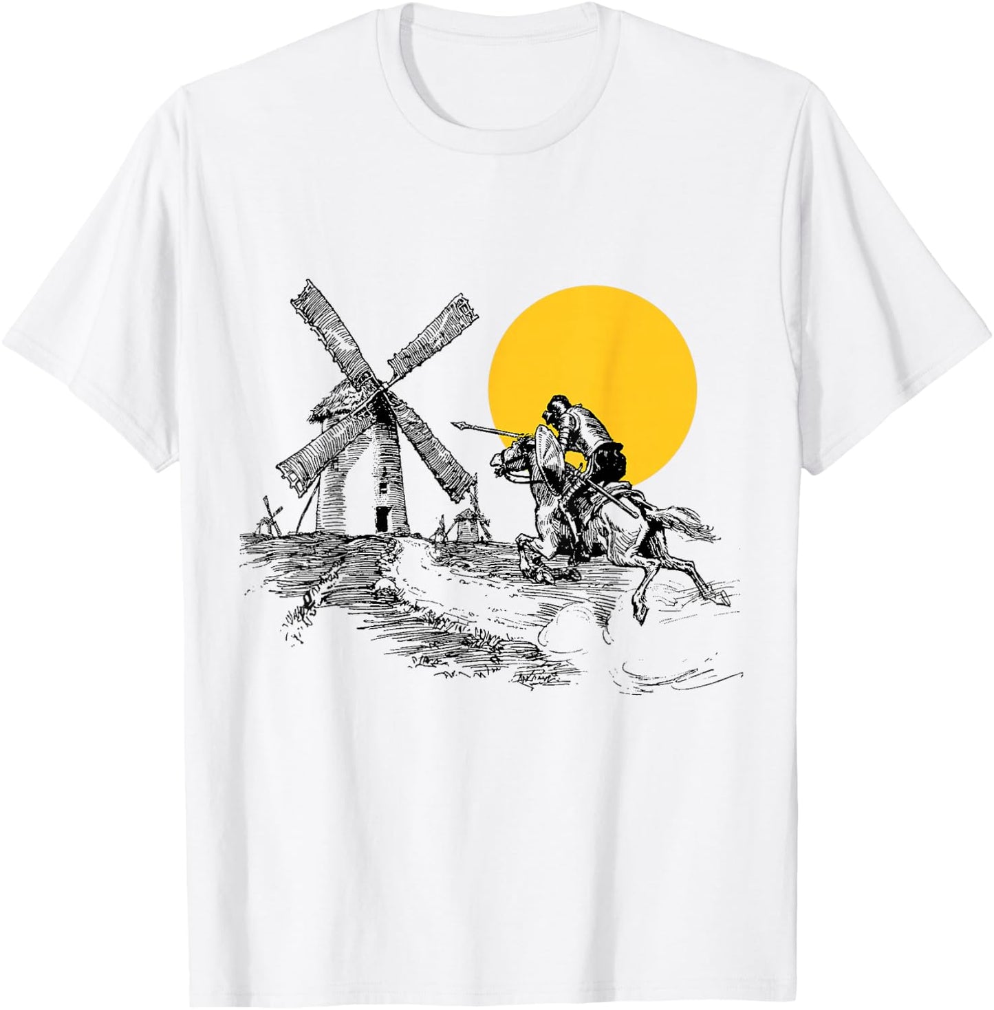 Don Quixote Windmill in Sunshine T-Shirt - T-Shirt | White