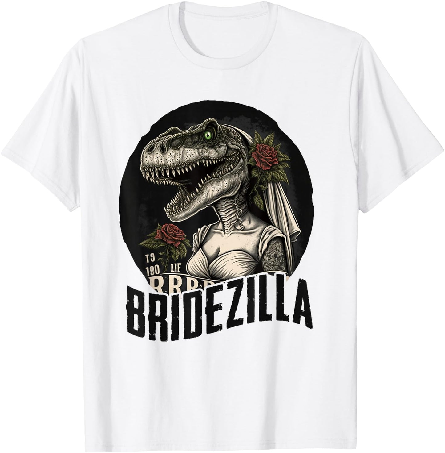 Funny T-Rex Bride Design, BrideZilla T-Shirt - T-Shirt | White