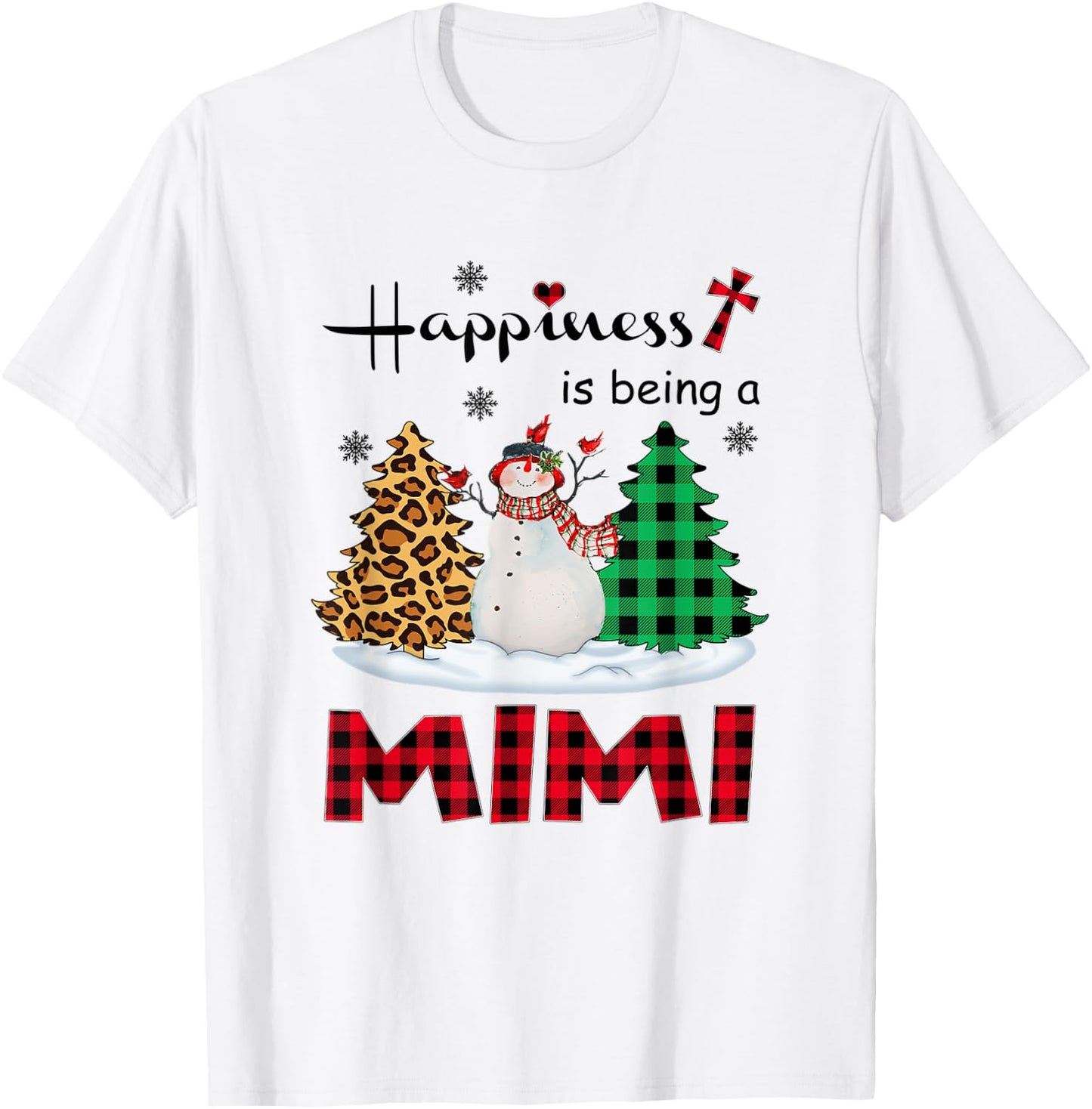 Happiness is being a Mimi Snowman Merry Christmas T-Shirt - T-Shirt | White