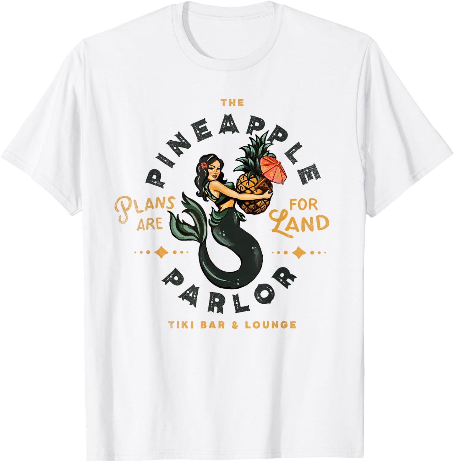 The Pineapple Parlor Tiki Bar & Lounge Vintage Pinup Mermaid Small T-Shirt - T-Shirt | White