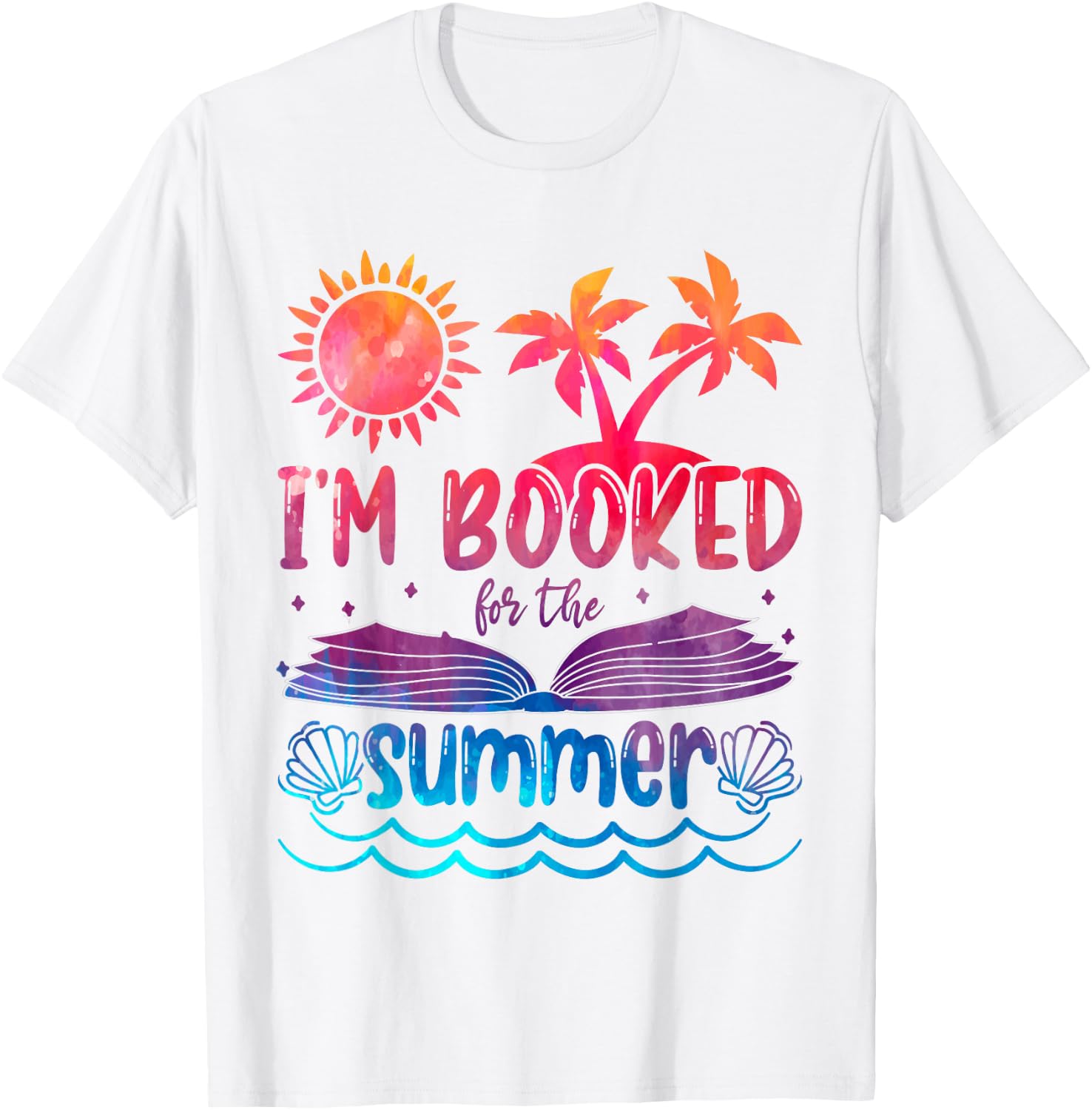 I'm Booked For Summer Tie Dye Beach Vacation Reading Lover T-Shirt - T-Shirt | White