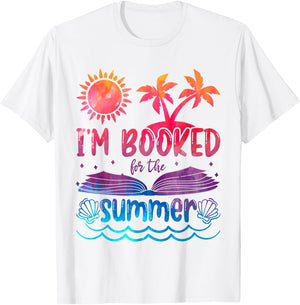 I'm Booked For Summer Tie Dye Beach Vacation Reading Lover T-Shirt - T-Shirt | White