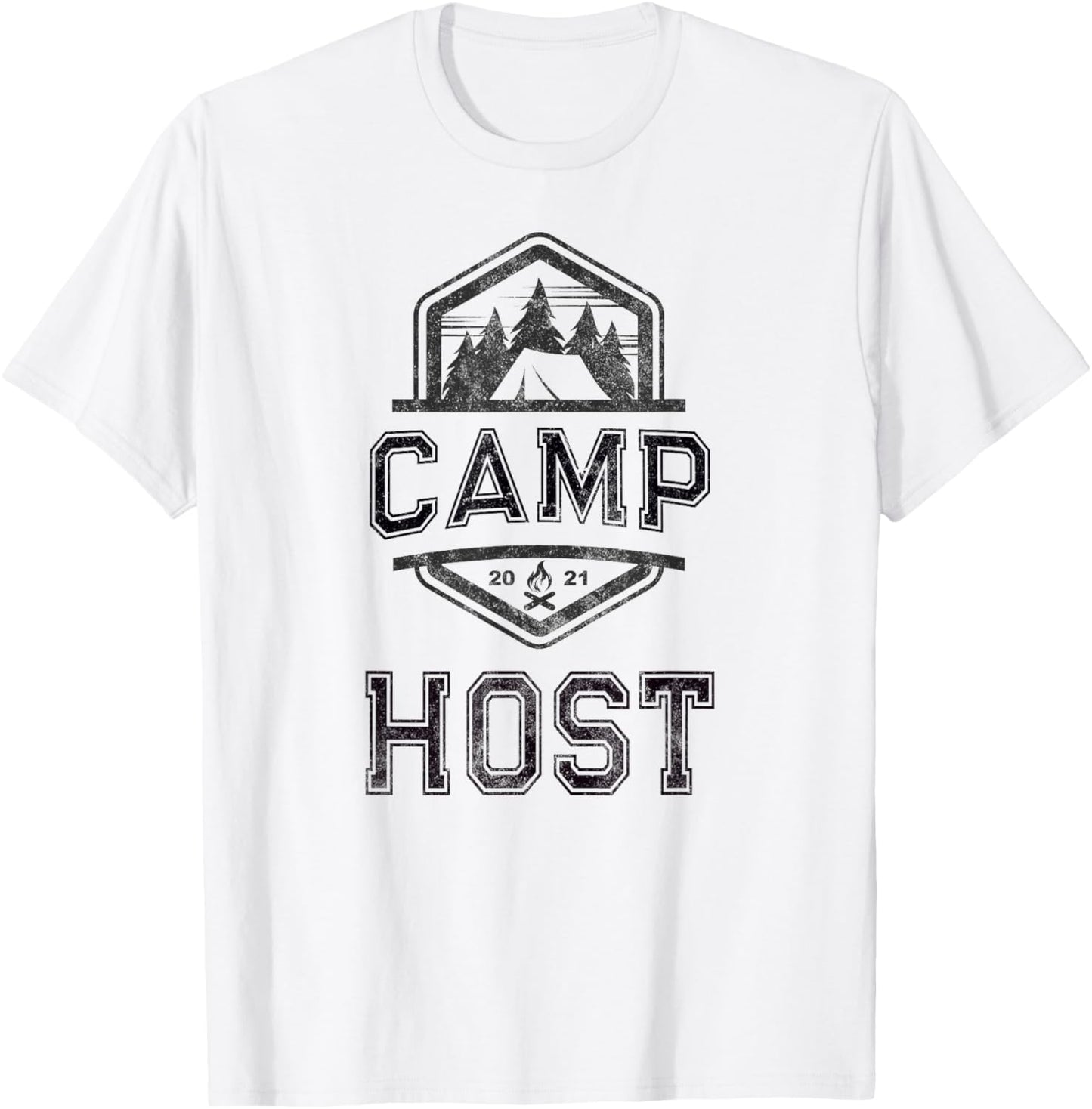 Vintage CAMP HOST Campground Staff Campsite Team Counselor T-Shirt - T-Shirt | White