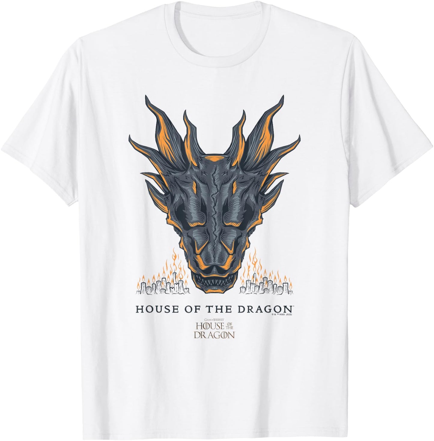 House of the Dragon Skull City Fire T-Shirt - T-Shirt | White
