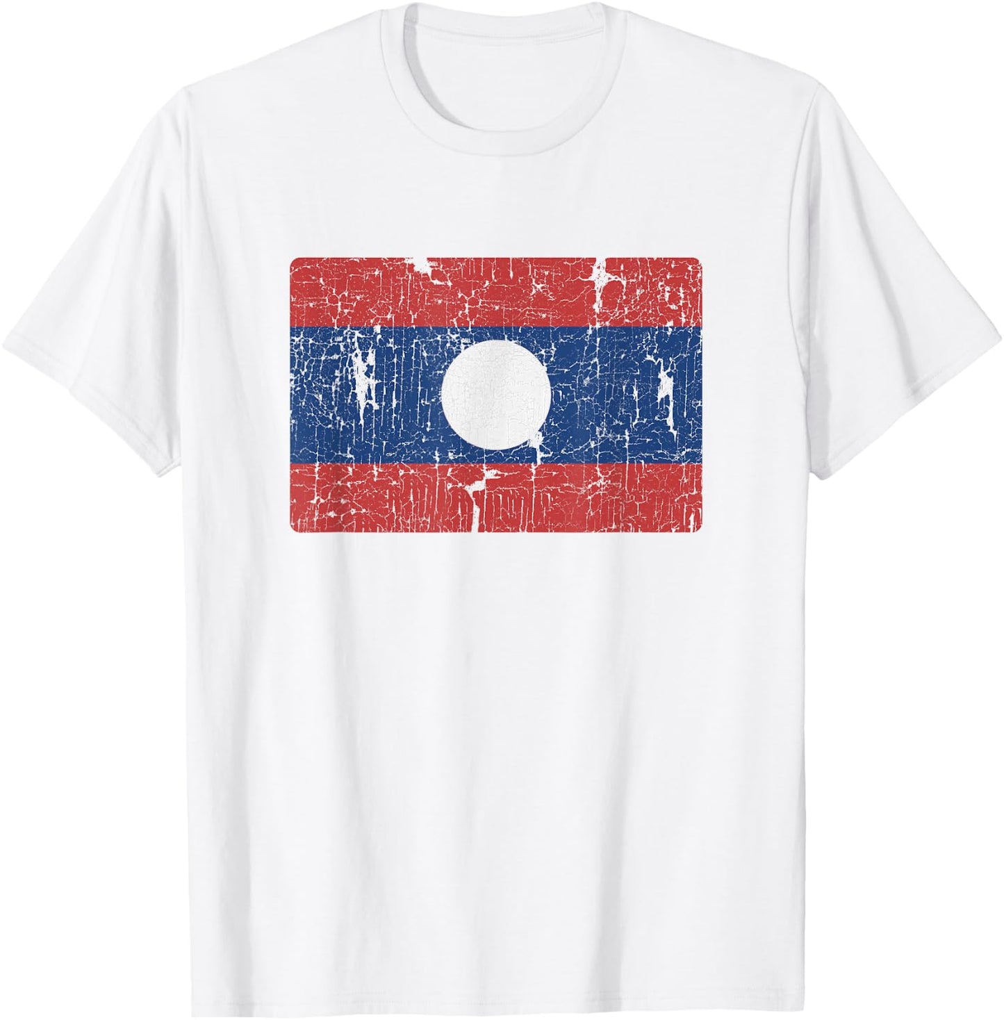 Vintage Laotian Flag of Laos Souvenir Men Women Kids T-Shirt - T-Shirt | White