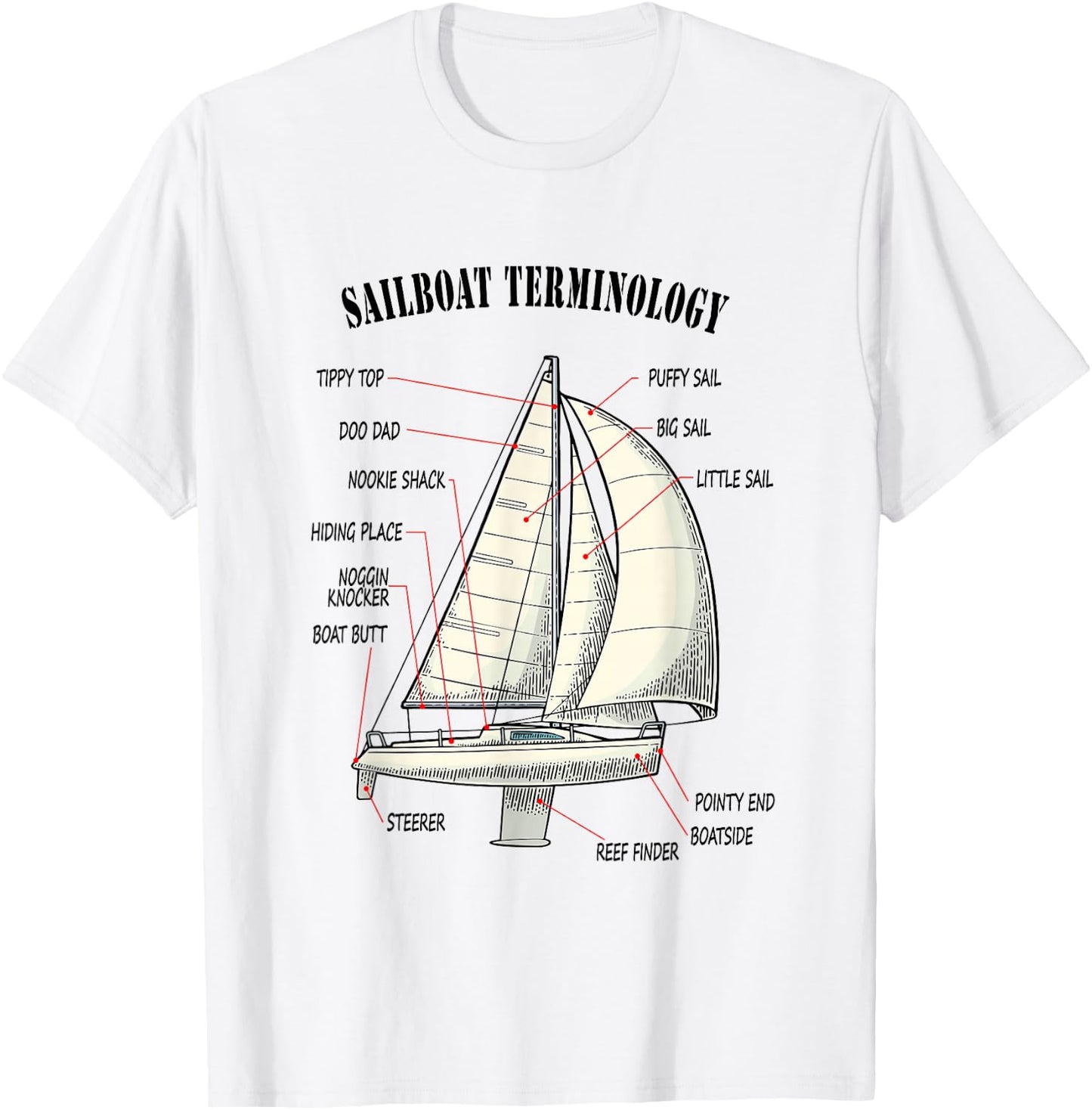 Funny and Completely Wrong Sailboat Terminology T-Shirt - T-Shirt | White
