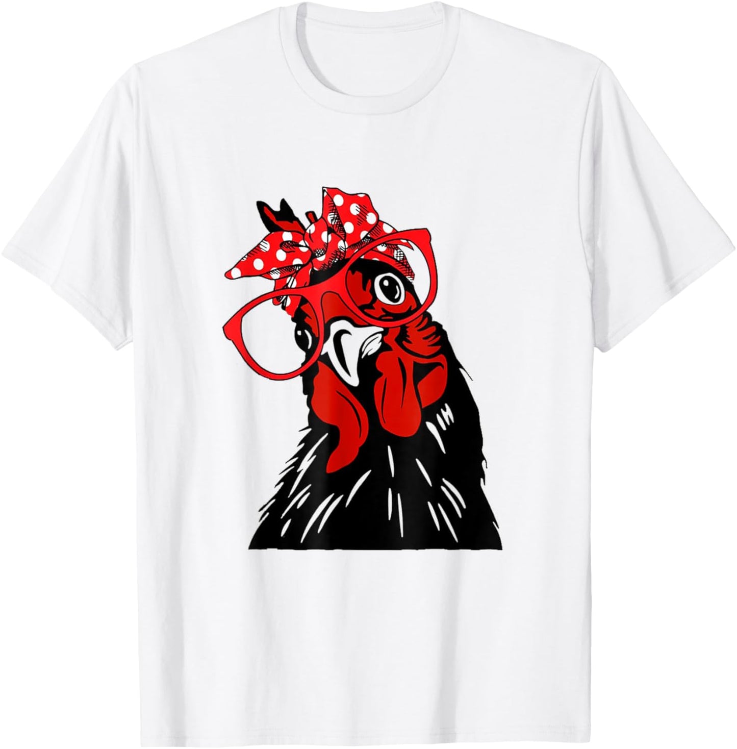 Chicken with bandana headband and glasses cute T-Shirt - T-Shirt | White