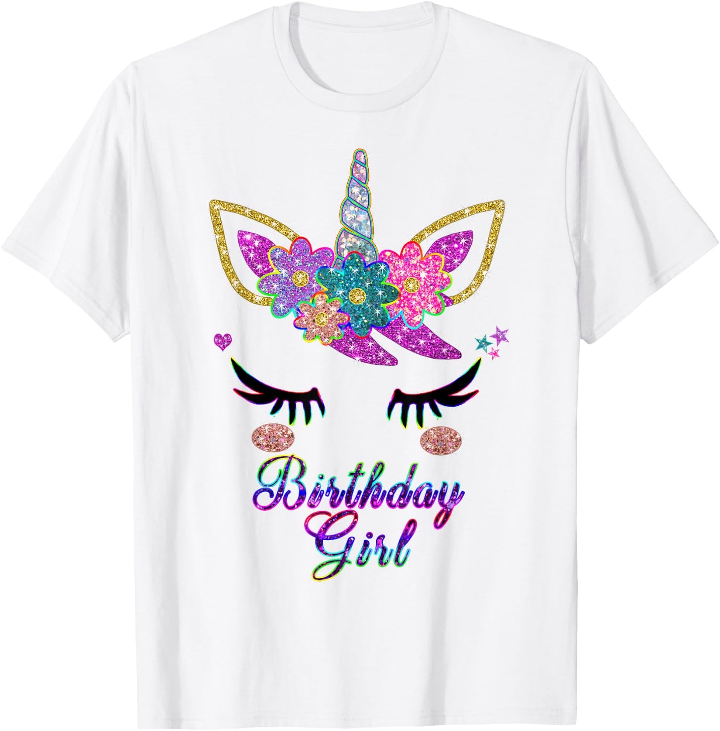 Rainbow Unicorn Birthday , Birthday Girl Outfit T-Shirt - T-Shirt | White