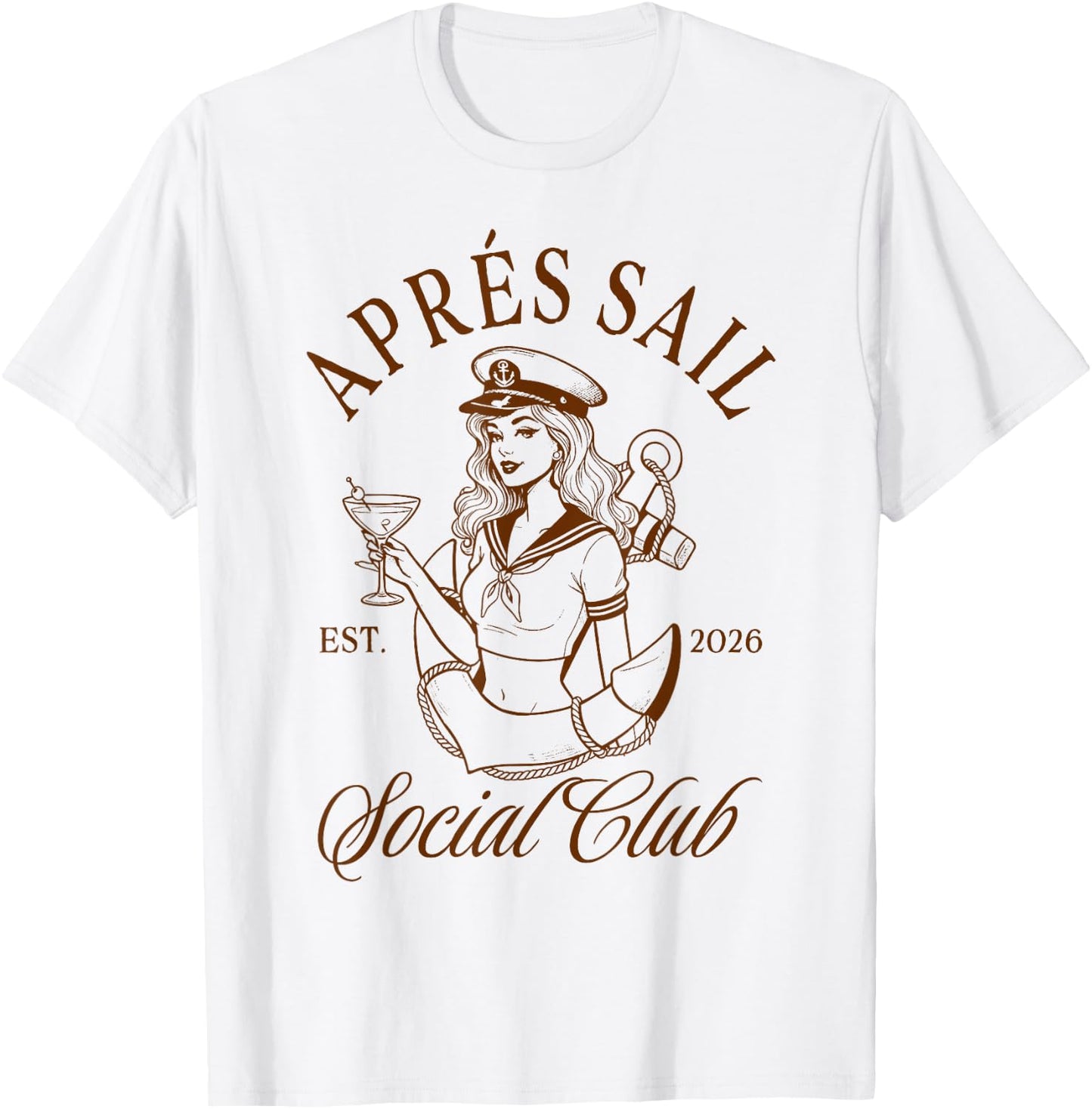 Girls Trip Fishing Lover Apres Sail Social Club Est. 2026 T-Shirt - T-Shirt | White