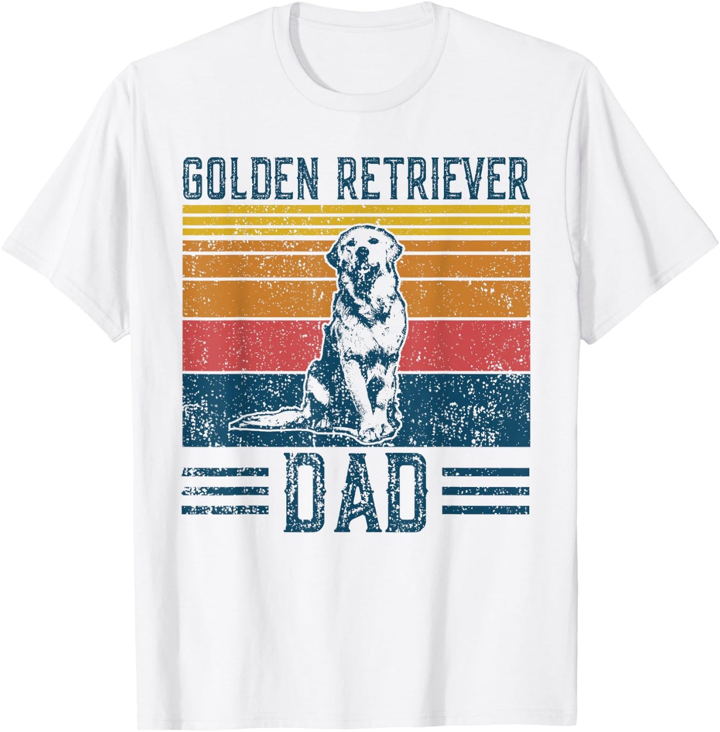 Dog Golden Dad - Vintage Golden Retriever Dad T-Shirt - T-Shirt | White