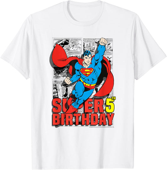 DC Comics Superman Super 5th Birthday Comic T-Shirt - T-Shirt | White