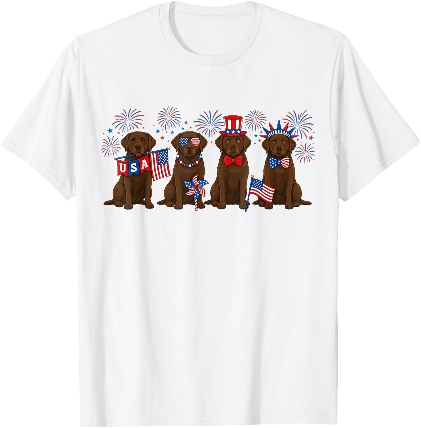 Patriotic 4th July Chocolate Lab Labrador American Flag Men T-Shirt - T-Shirt | White
