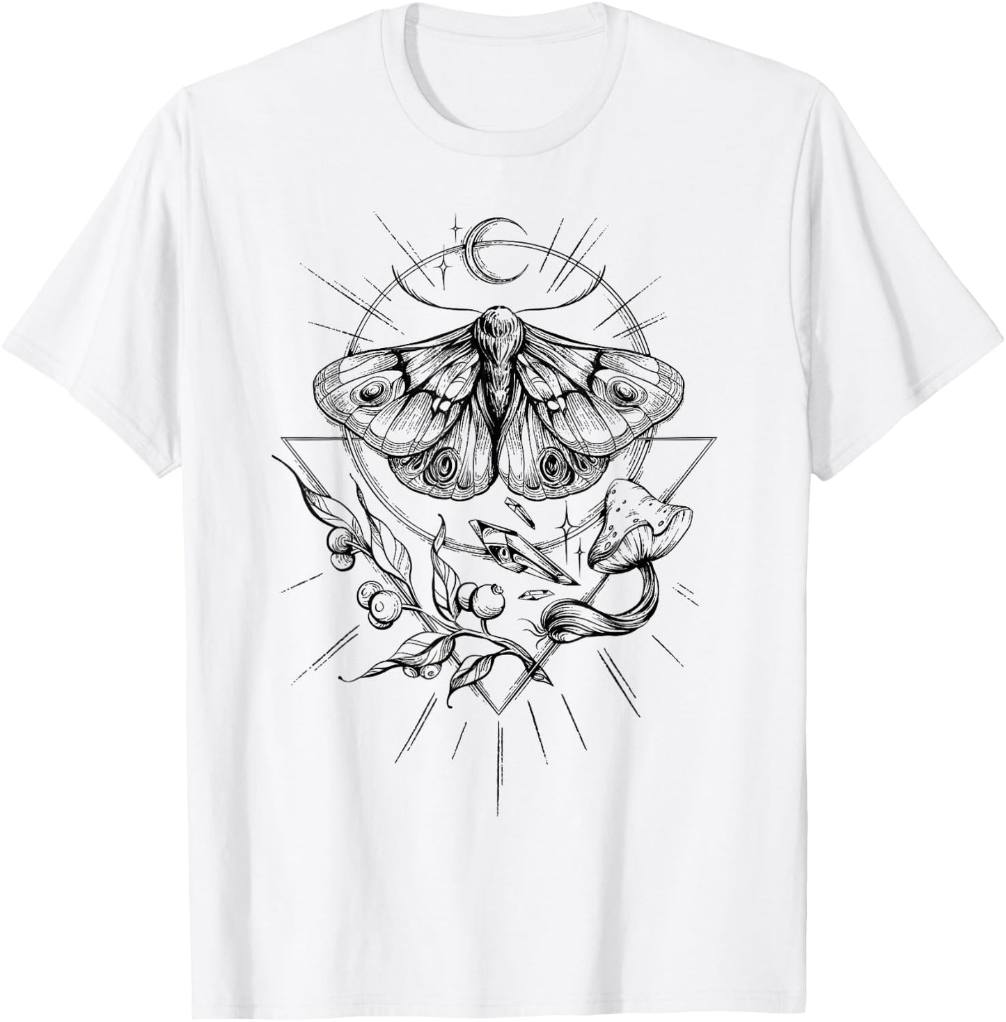 Moth Mystical Goth Dark Goblincore T-Shirt - T-Shirt | White