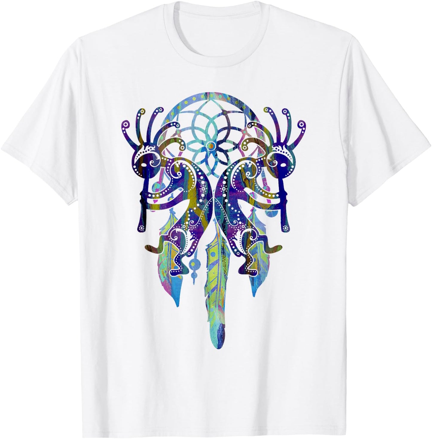 Kokopelli Dreamcatcher Watercolor Painting 1 - Fan Fun T-Shirt - T-Shirt | White
