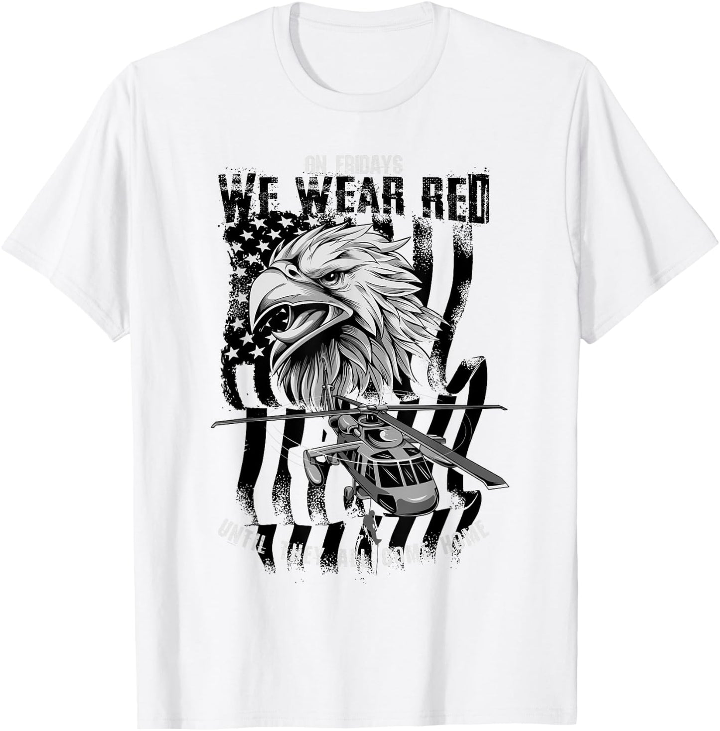 Red Friday Military Remember Everyone Deployed Eagle Flag T-Shirt - T-Shirt | White