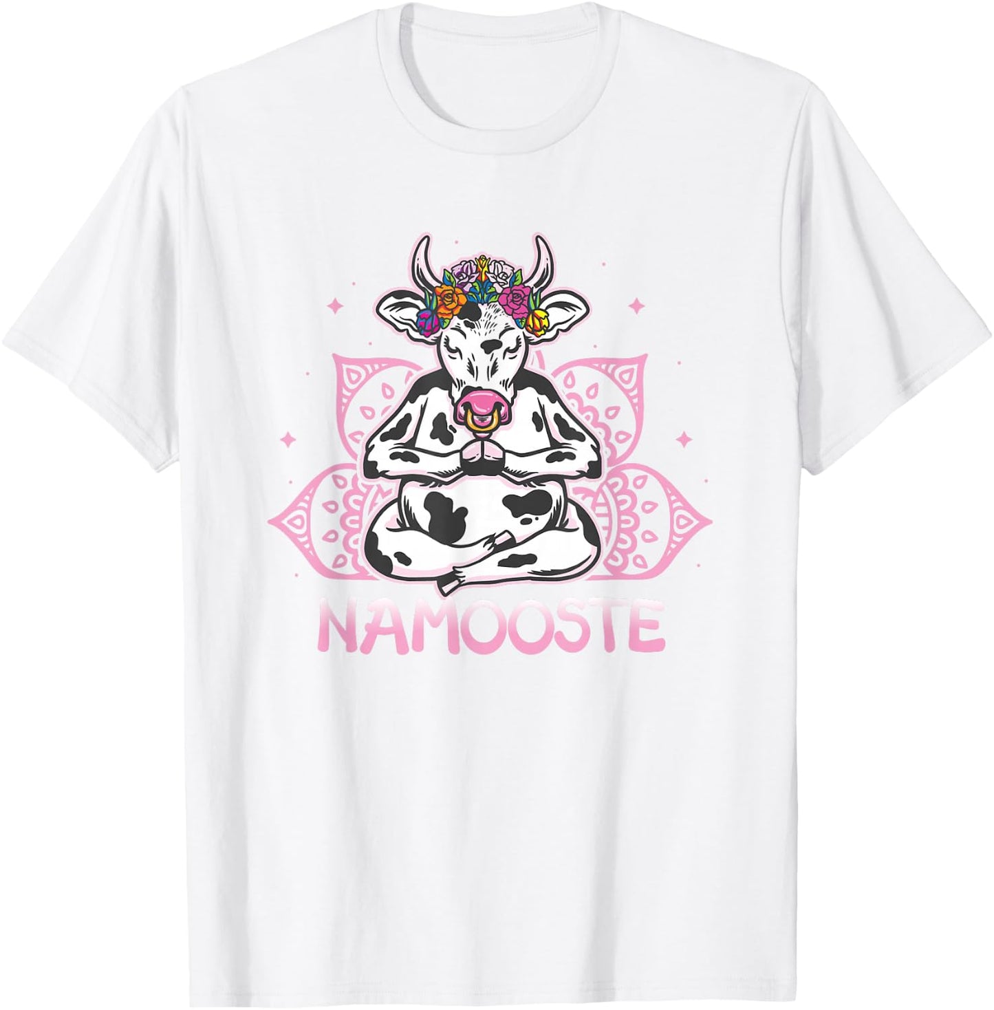 Namooste Meditating Cow Yoga Meditation Namaste T-Shirt - T-Shirt | White