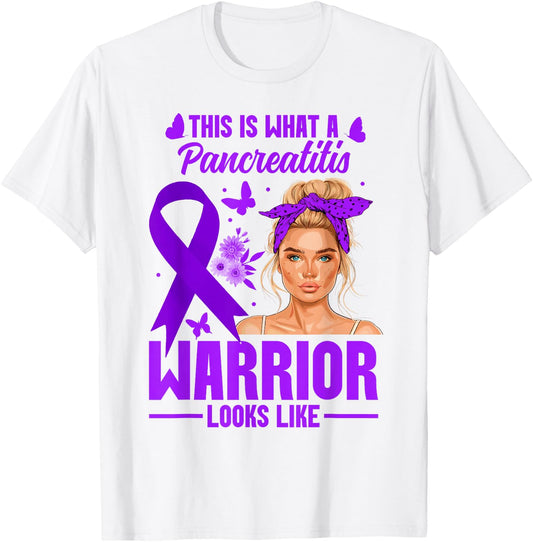 Pancreatitis Awareness Women Warrior Pancreatitis T-Shirt - T-Shirt | White