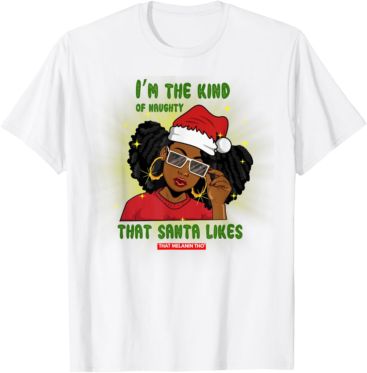 I'm The Naughty Santa Likes Black Afro Mrs. Claus Christmas Short Sleeve T-Shirt - T-Shirt | White