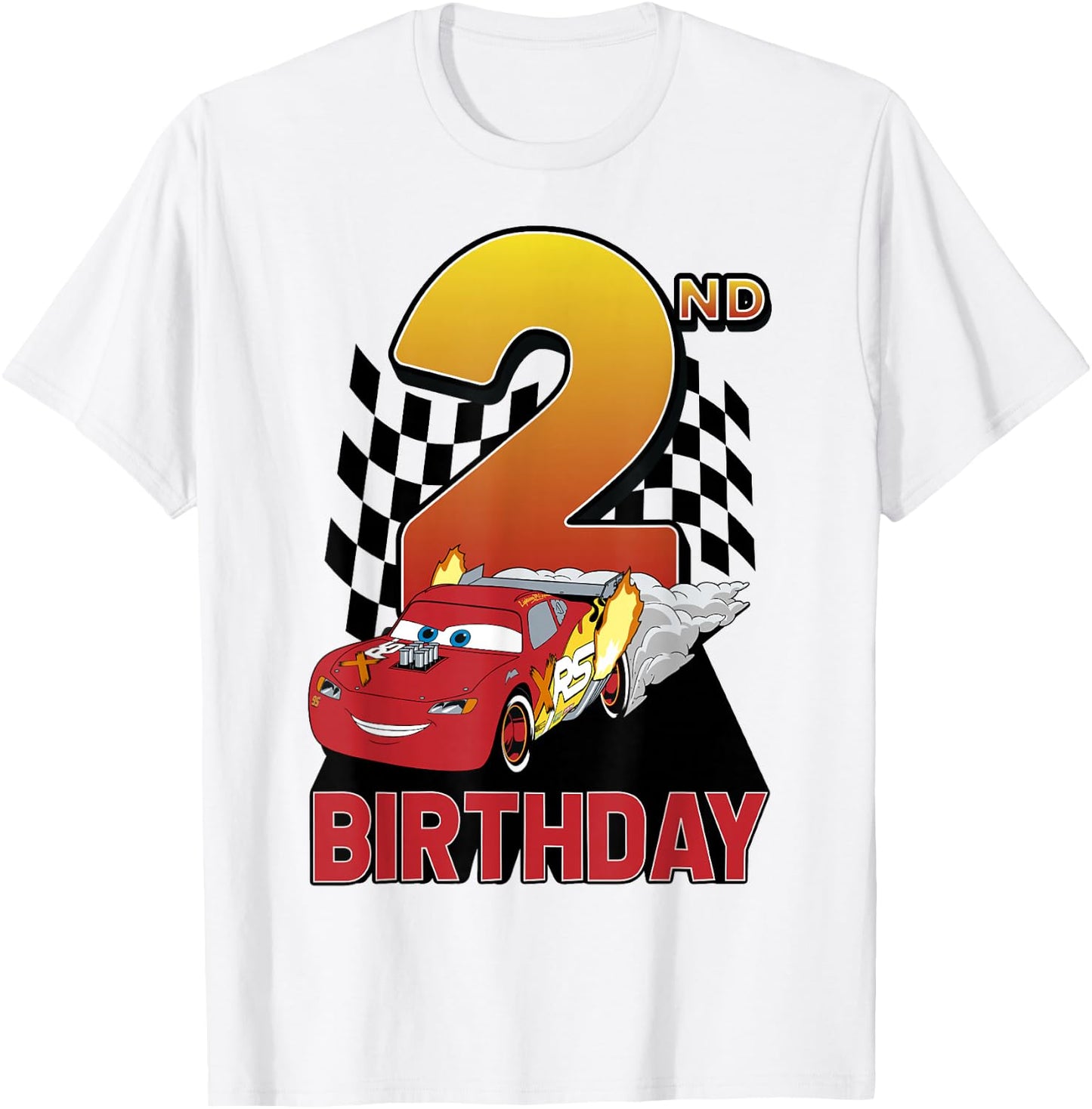 Disney Pixar Cars Lightning McQueen 2nd Birthday Peel Out Small T-Shirt - T-Shirt | White