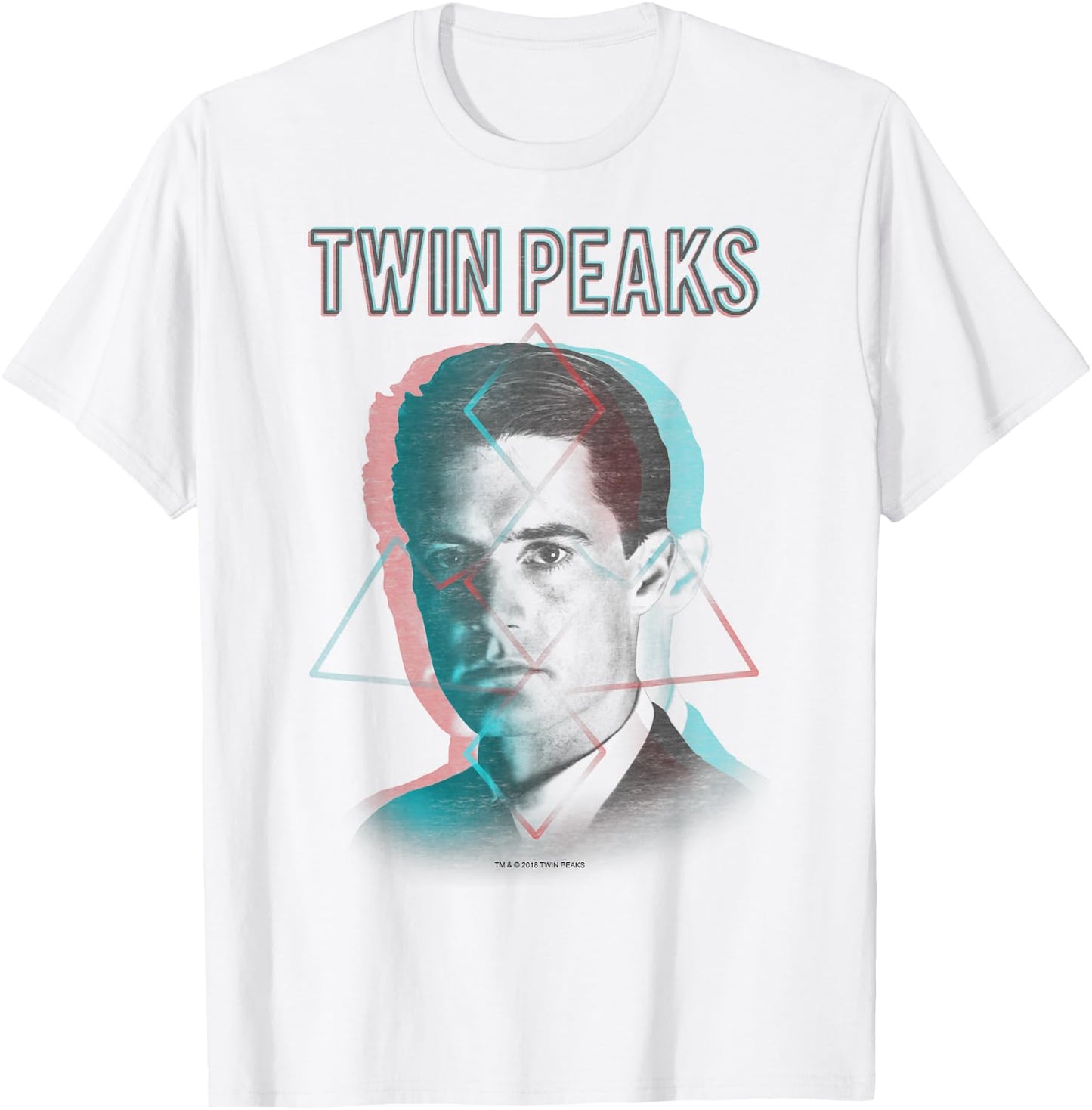 Twin Peaks Agent Cooper Headshot 3 Triangles Graphic T-Shirt - T-Shirt | White