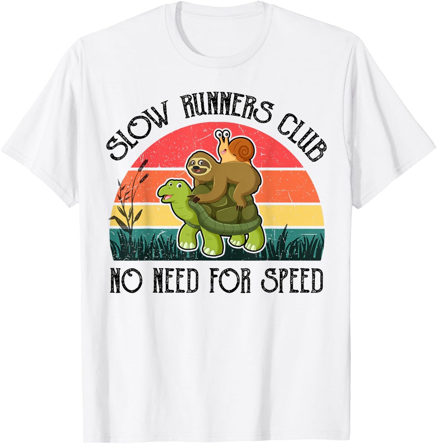 Funny Lazy Sloth Shirt Snail Riding Turtle Slow Runners Club T-Shirt - T-Shirt | White