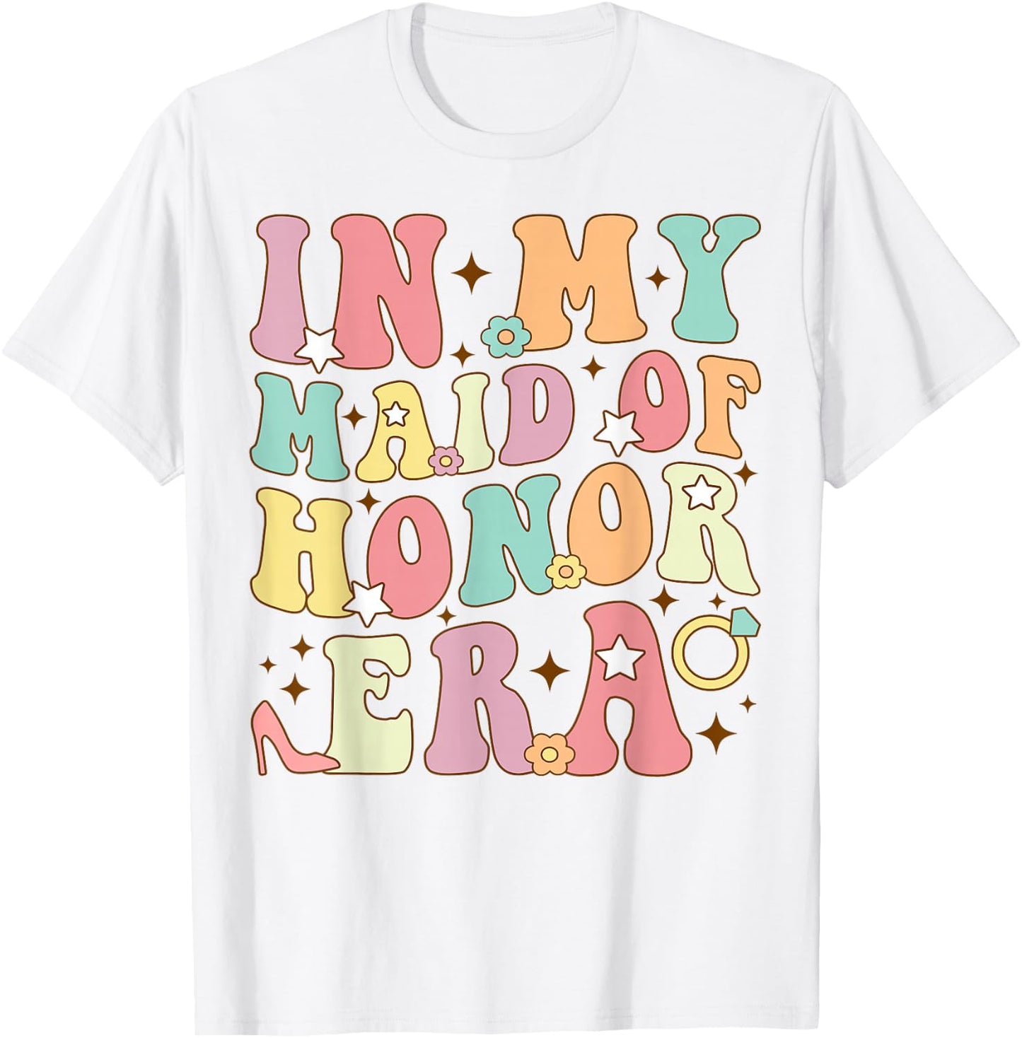 In My Maid Of Honor Era Groovy Wedding Bachelorette Party T-Shirt - T-Shirt | White