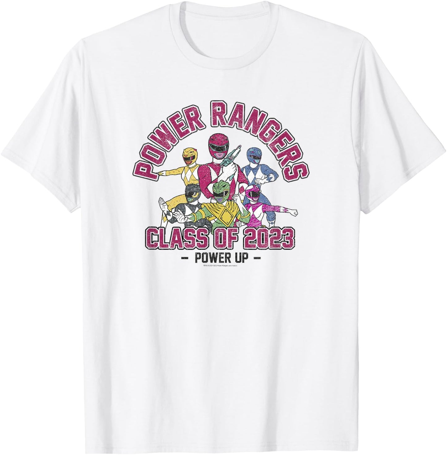 Power Rangers Graduation Class Of 2023 Group Power Up T-Shirt - T-Shirt | White