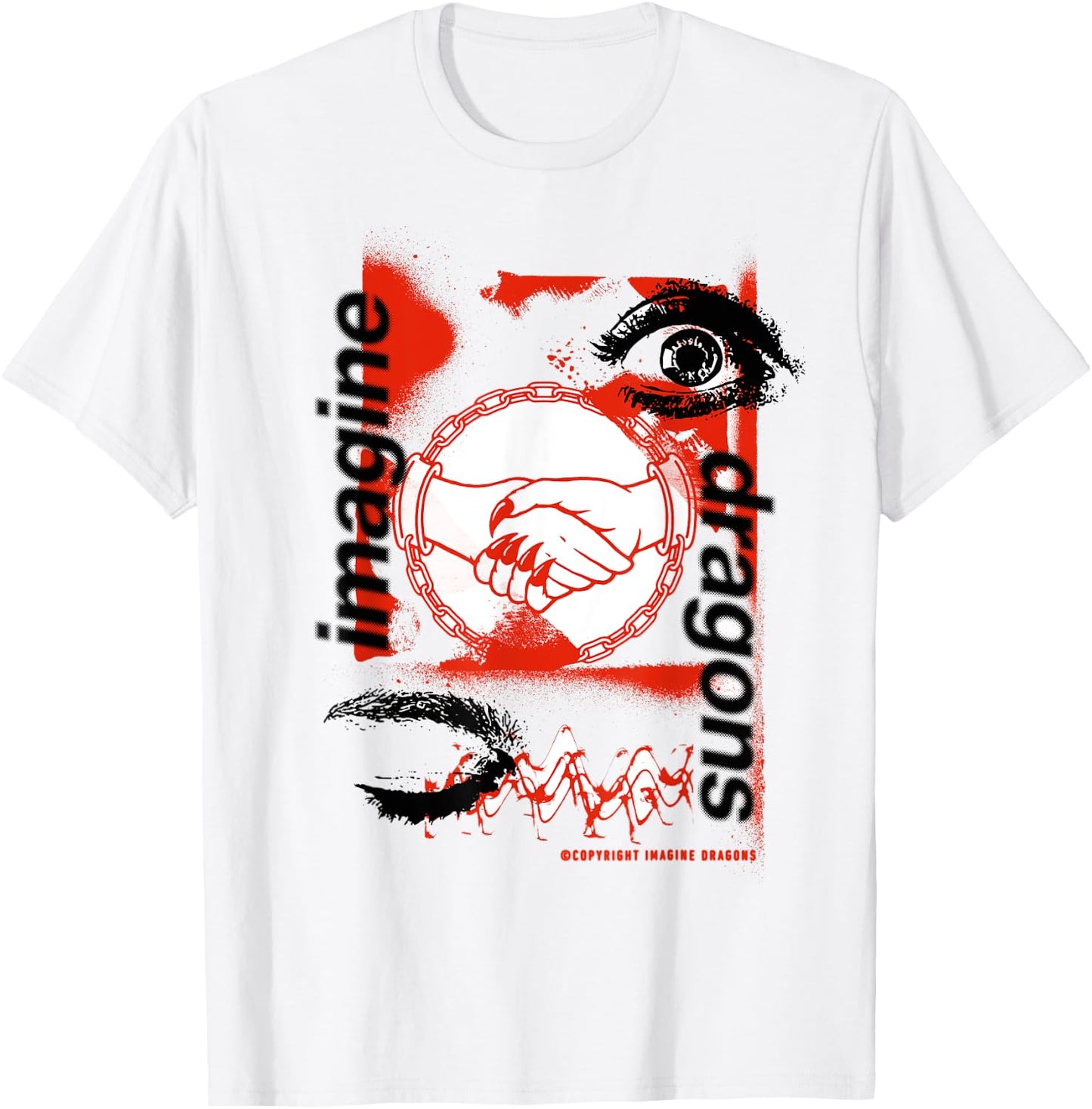 Official Imagine Dragons Handshake White T-Shirt - T-Shirt | White