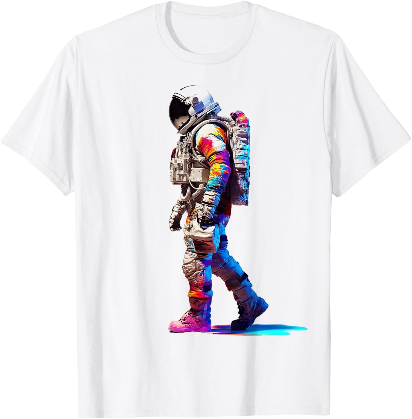 Astronaut Space Motif Colorful Astronaut T-Shirt - T-Shirt | White
