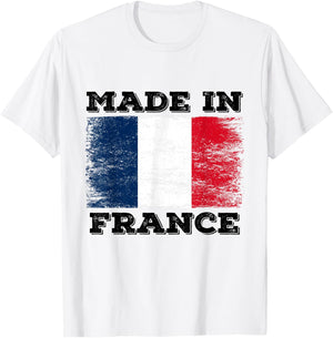 Made In France With French Flag Novelty Graphic Cool Designs T-Shirt - T-Shirt | White
