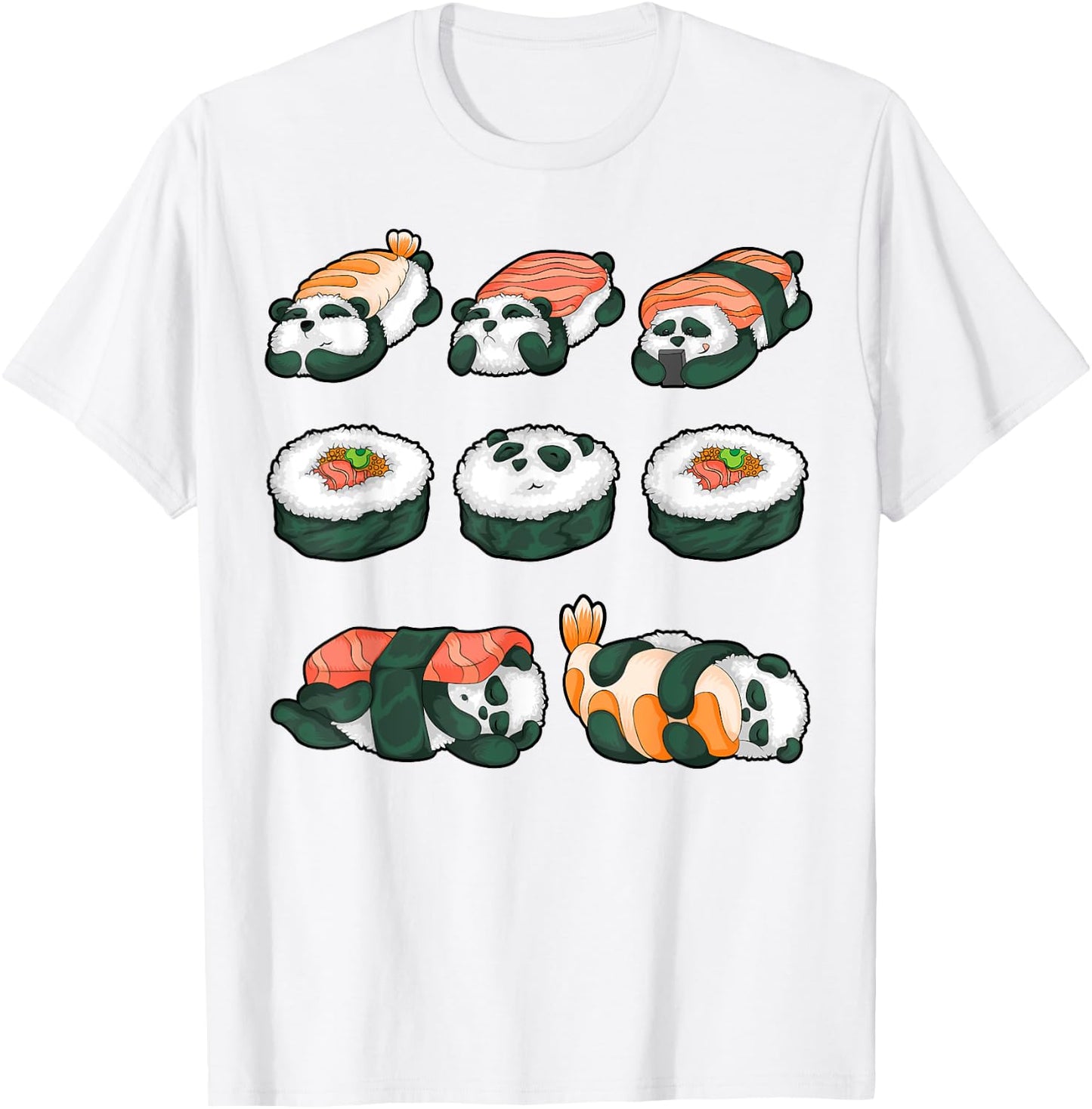 Panda Sushi Hug Shirt Cute Animal Maki Lover Funny Food Gift T-Shirt - T-Shirt | White