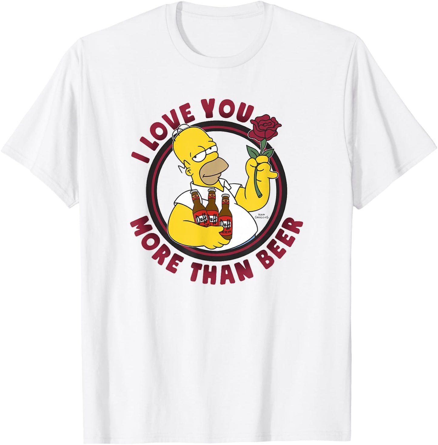 The Simpsons Valentine's Day Homer I Love You More Than Beer T-Shirt - T-Shirt | White